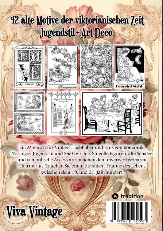 Produktbild: Malbuch f&uuml;r Erwachsene Vintage Romantik - Entspannung und Achtsamkeit