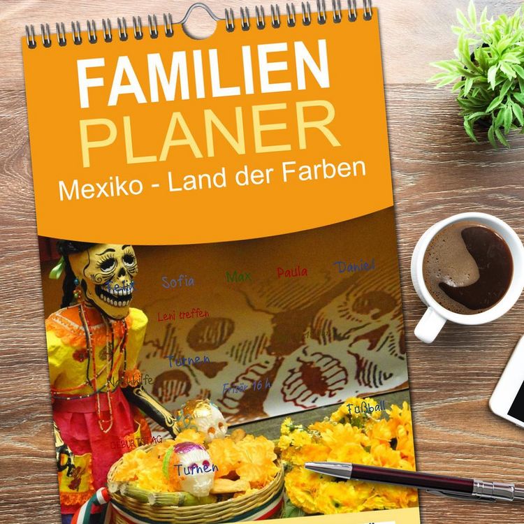 Produktbild: Familienplaner 2026 - Mexiko - Land der Farben mit 5 Spalten (Wandkalender, 21 x 45 cm) CALVENDO