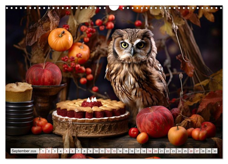 Produktbild: Stillleben mit Eule (Wandkalender 2026 DIN A3 quer), CALVENDO Monatskalender