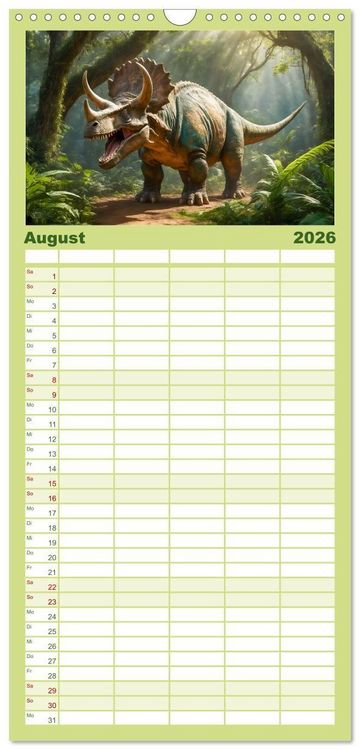 Produktbild: Familienplaner 2026 - Eine Reise in die Vergangenheit - Entdeckung der Tierwelt mit 5 Spalten (Wandkalender, 21 x 45 cm) CALVENDO