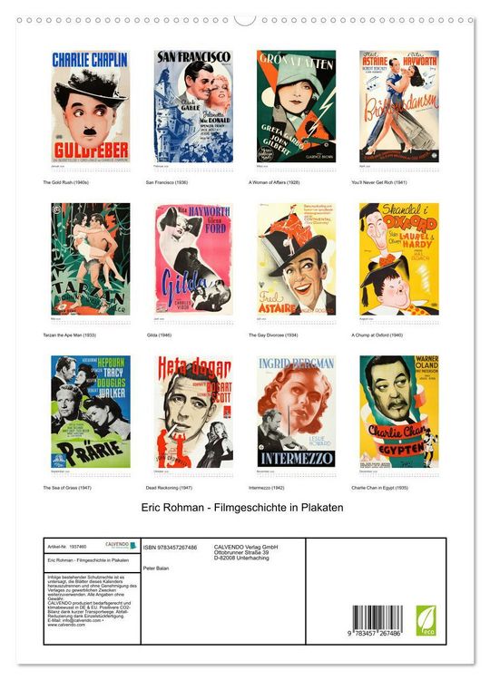 Produktbild: Eric Rohman - Filmgeschichte in Plakaten (hochwertiger Premium Wandkalender 2026 DIN A2 hoch), Kunstdruck in Hochglanz