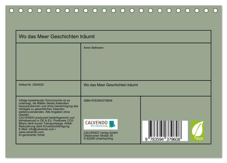 Produktbild: Wo das Meer Geschichten tr&auml;umt (Tischkalender 2027 DIN A5 quer), CALVENDO Monatskalender