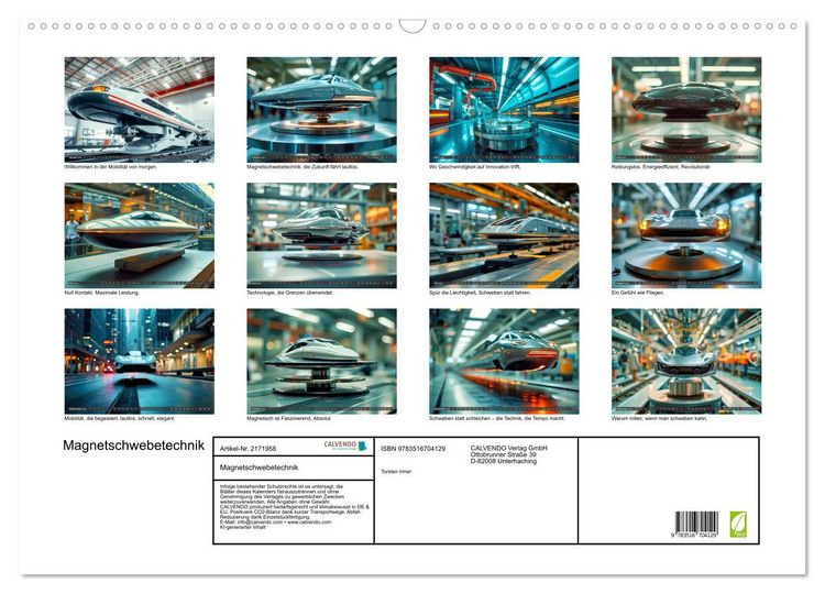 Produktbild: Magnetschwebetechnik (Wandkalender 2026 DIN A2 quer), CALVENDO Monatskalender