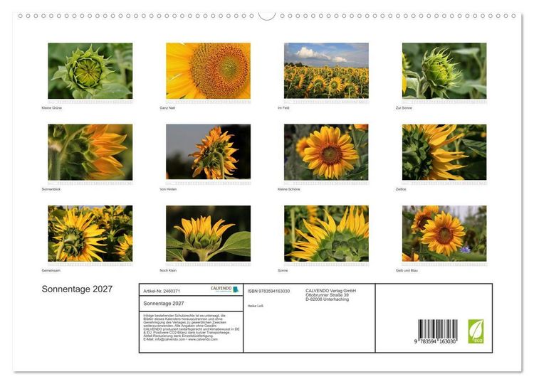 Produktbild: Sonnentage 2027 (hochwertiger Premium Wandkalender 2027 DIN A2 quer), Kunstdruck in Hochglanz