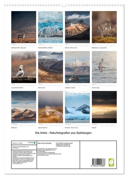 Produktbild: Die Arktis - Naturfotografien aus Spitzbergen (hochwertiger Premium Wandkalender 2026 DIN A2 hoch), Kunstdruck in Hochglanz