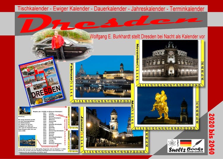 Produktbild: DRESDEN - Tischkalender - Ewiger Kalender - Dauerkalender - Jahreskalender - Terminkalender