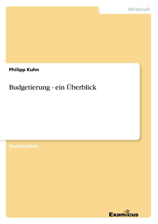 Produktbild: Budgetierung - ein &Uuml;berblick