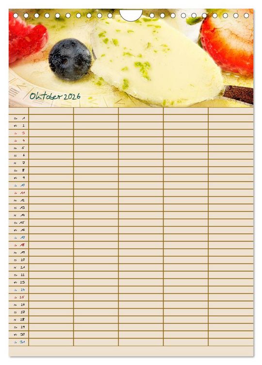Produktbild: Italienische K&uuml;che mit Familienplaner (Wandkalender 2026 DIN A4 hoch), CALVENDO Monatskalender
