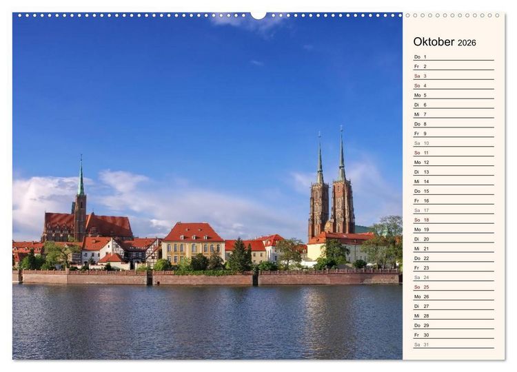 Produktbild: Breslau - Schlesiens Herz an der Oder (hochwertiger Premium Wandkalender 2026 DIN A2 quer), Kunstdruck in Hochglanz
