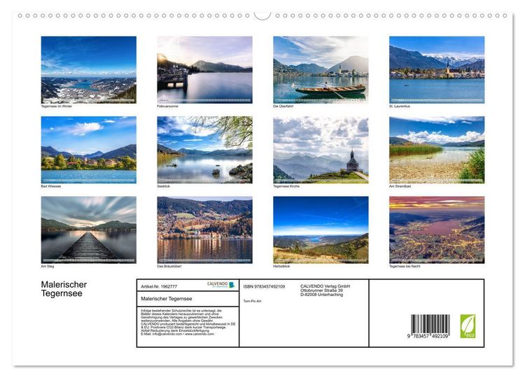 Produktbild: Malerischer Tegernsee (hochwertiger Premium Wandkalender 2026 DIN A2 quer), Kunstdruck in Hochglanz
