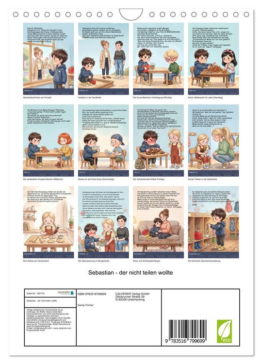 Produktbild: Sebastian - der nicht teilen wollte (Wandkalender 2027 DIN A4 hoch), CALVENDO Monatskalender