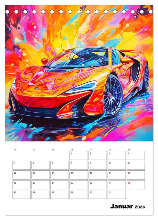 Produktbild: Sportauto Paintings (Tischkalender 2026 DIN A5 hoch), CALVENDO Monatskalender