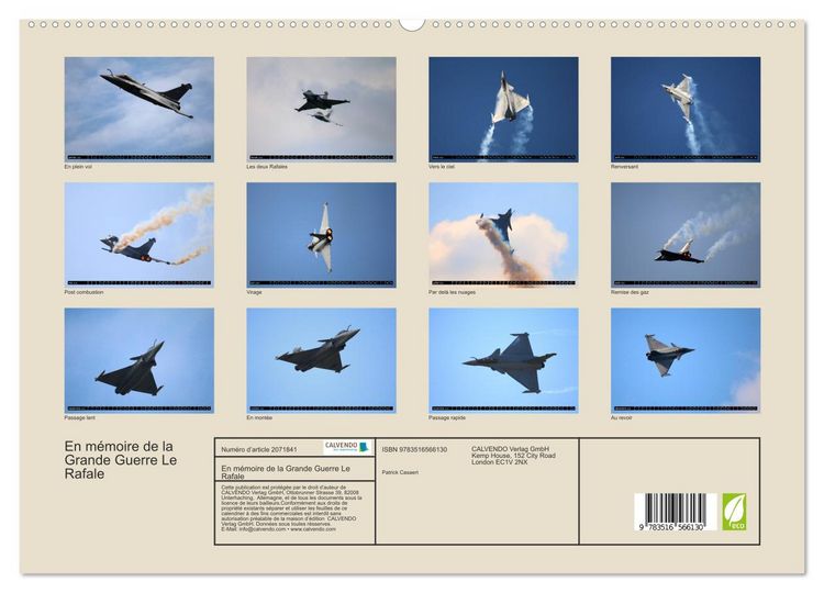 Produktbild: En m&eacute;moire de la Grande Guerre Le Rafale (Calendrier mural 2026 DIN A2 vertical) calendrier de bureau