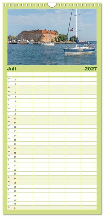 Produktbild: Familienplaner 2027 - Schl&ouml;sser in D&auml;nemark mit 5 Spalten (Wandkalender, 21 x 45 cm) CALVENDO