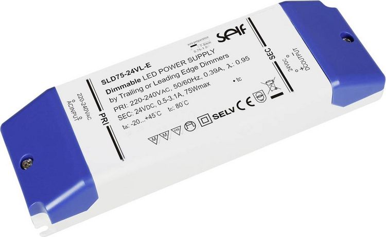 Produktbild: Self Electronics SLD75-12VL-E LED-Trafo Konstantspannung 75 W 1 - 6.25 A 12 V/DC dimmbar, M&ouml;belzulassung, &Uuml;berlastschutz 1 St.