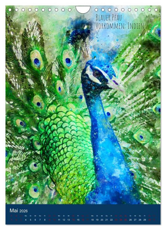 Produktbild: Exotische V&ouml;gel - Die Sch&ouml;nsten der Welt in Aquarell (Wandkalender 2026 DIN A4 hoch), CALVENDO Monatskalender