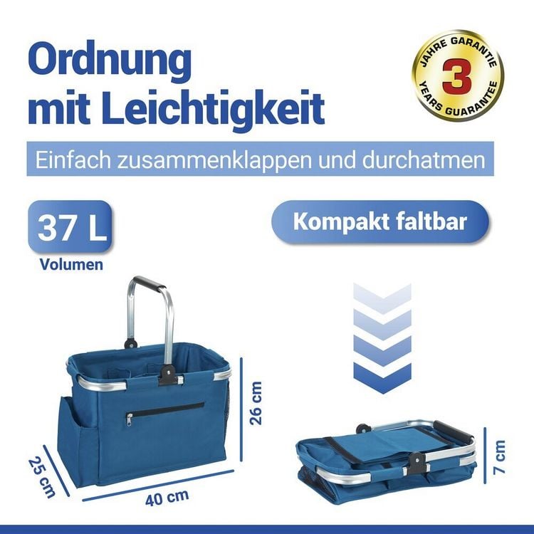 Produktbild: Universal Outdoor Korb 37 L, Blau, variable Inneneinteilung dank Klettfixierung
