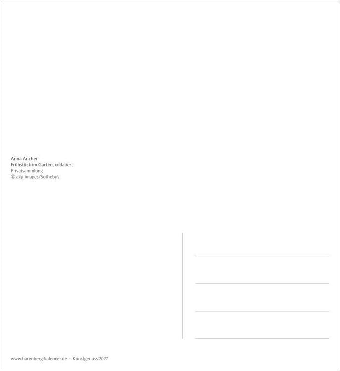 Produktbild: Kunstgenuss Postkartenkalender 2027 - Kalender mit 53 Kunstpostkarten