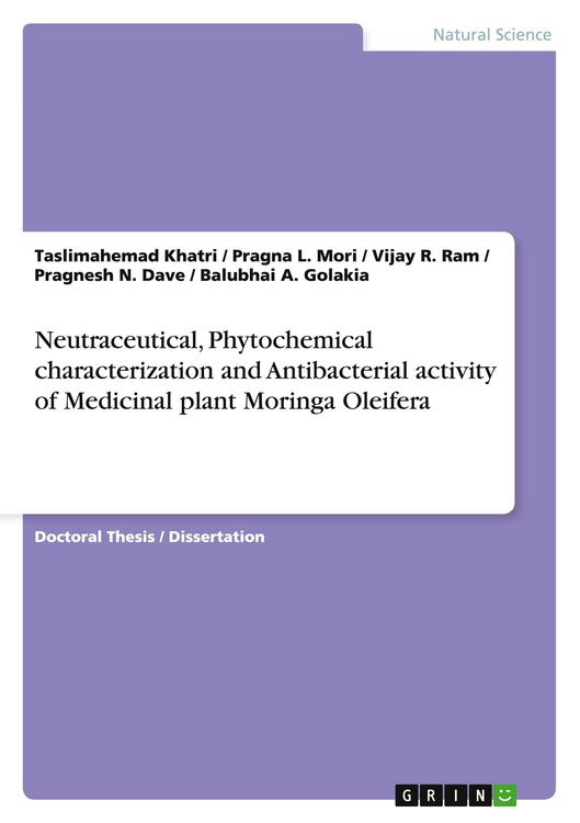 Produktbild: Neutraceutical, Phytochemical characterization and Antibacterial activity of Medicinal plant Moringa Oleifera