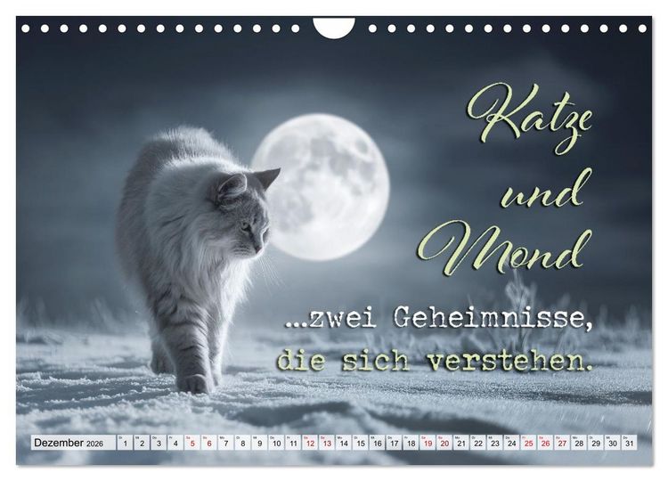 Produktbild: Katzenpoesie - Herzber&uuml;hrende Verse (Wandkalender 2026 DIN A4 quer), CALVENDO Monatskalender