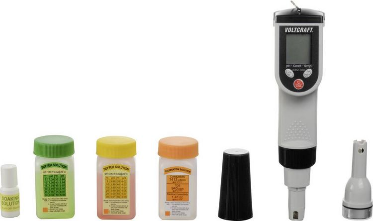Produktbild: VOLTCRAFT KBM-100 Kombi-Messger&auml;t pH-Wert, Redox (ORP), Temperatur, Leitf&auml;higkeit, Gel&ouml;ste Teilchen (TDS), Salinit&auml;t