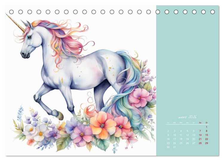 Produktbild: Les licornes (Calendrier de bureau 2026 DIN A5 vertical), CALVENDO calendrier mensuel