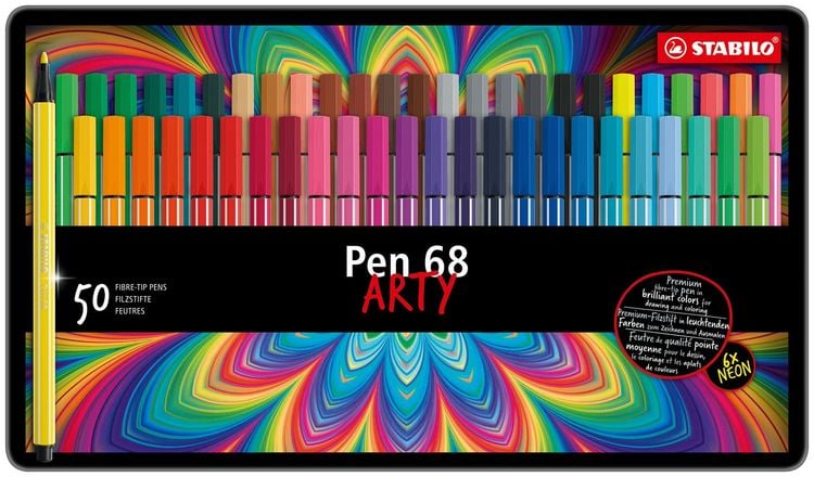 Produktbild: STABILO Premium-Filzstift - Pen 68 - 50er Metalletui - mit 46 verschiedenen Farben
