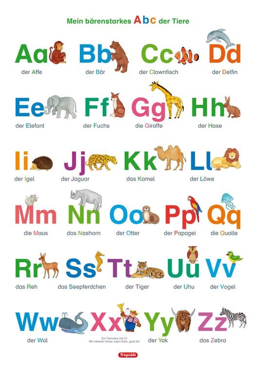 Produktbild: Fragenb&auml;r-Lernposter: Mein b&auml;renstarkes Abc der Tiere (in der Schulbuch-Druckschrift) L 70 x 100 cm