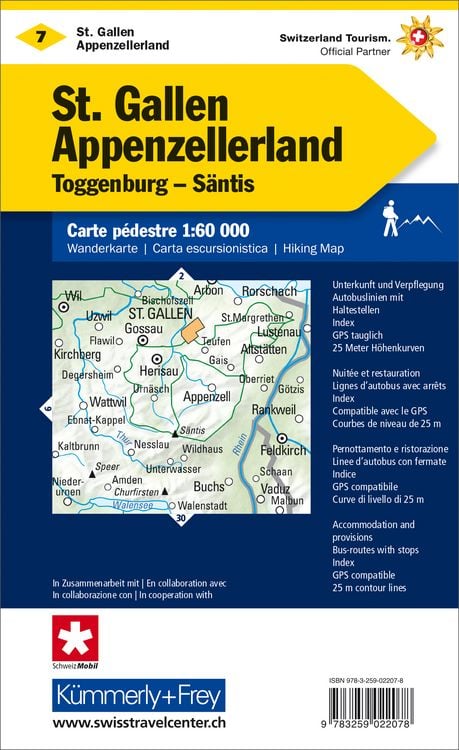 Produktbild: K&uuml;mmerly+Frey Wanderkarte 7 St. Gallen, Appenzellerland 1:60.000
