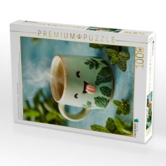 Produktbild: CALVENDO Puzzle Frecher Pfefferminztee streckt die Zunge raus - Lustiges Kr&auml;uter-Motiv | 1000 Teile Lege-Gr&ouml;&szlig;e 64x48cm Foto-Puzzle f&uuml;r gl&uuml;ckliche Stun