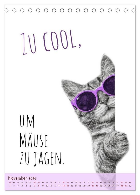 Produktbild: Katzenkult - Coolness auf vier Pfoten (Tischkalender 2026 DIN A5 hoch), CALVENDO Monatskalender