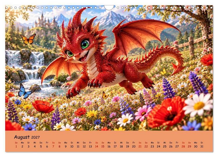 Produktbild: Kleine Fantasiedrachen und ihre Abenteuer (Wandkalender 2027 DIN A3 quer), CALVENDO Monatskalender