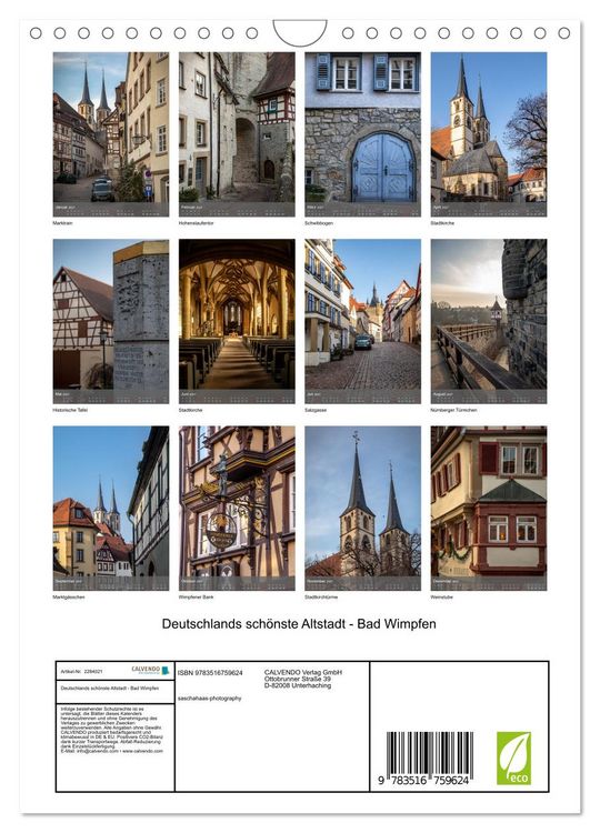 Produktbild: Deutschlands sch&ouml;nste Altstadt - Bad Wimpfen (Wandkalender 2027 DIN A4 hoch), CALVENDO Monatskalender