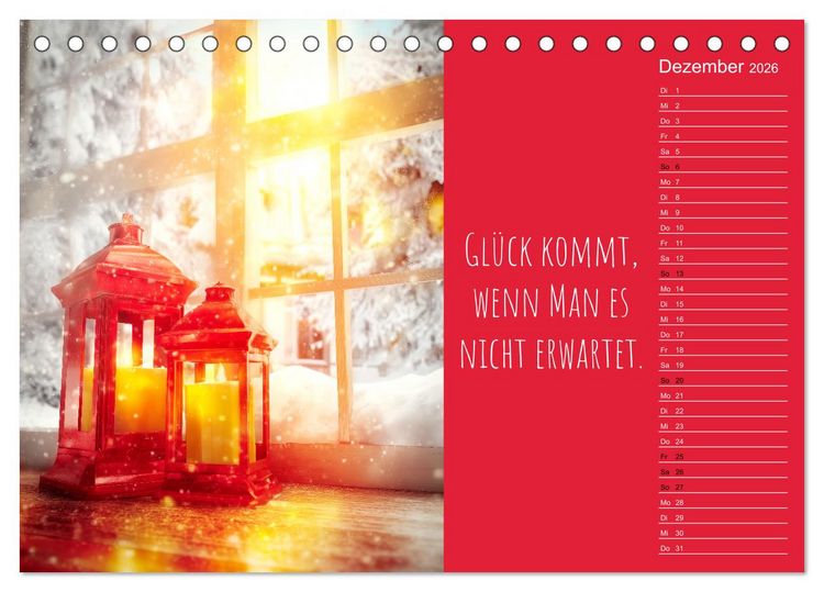 Produktbild: Eine Portion Gl&uuml;ck - Motivationskalender f&uuml;rs ganze Jahr (Tischkalender 2026 DIN A5 quer), CALVENDO Monatskalender