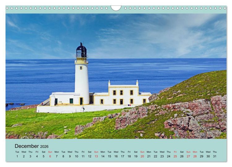Produktbild: Scottish Lighthouses - beacons along the coast of Scotland (Wall Calendar 2026 DIN A3 landscape), CALVENDO 12 Month Wall Calendar