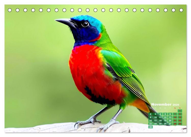 Produktbild: Leuchtend farbenfrohe V&ouml;gel (Tischkalender 2026 DIN A5 quer), CALVENDO Monatskalender