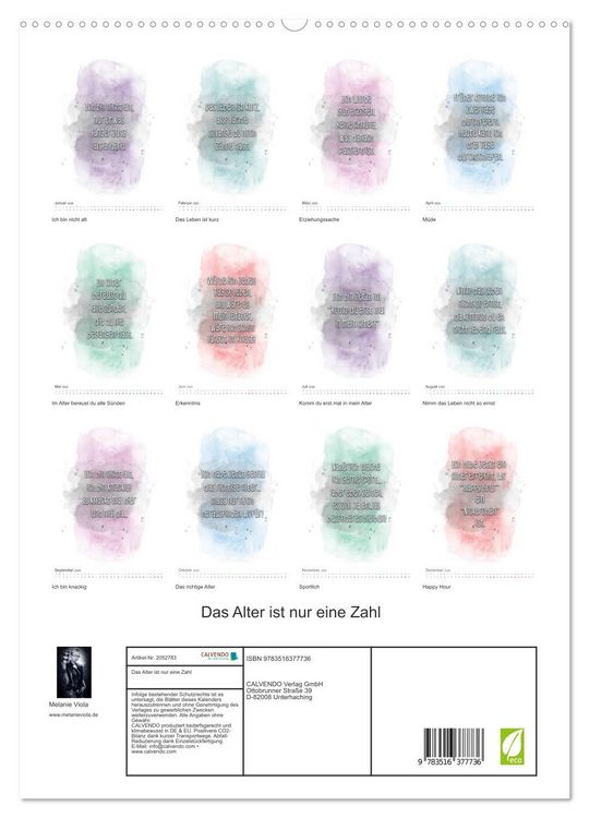 Produktbild: Das Alter ist nur eine Zahl (hochwertiger Premium Wandkalender 2026 DIN A2 hoch), Kunstdruck in Hochglanz