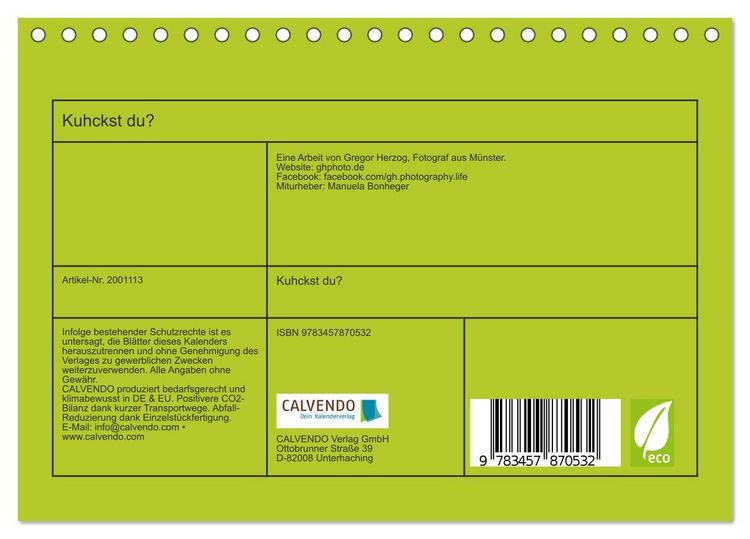 Produktbild: Kuhckst du? (Tischkalender 2026 DIN A5 quer), CALVENDO Monatskalender