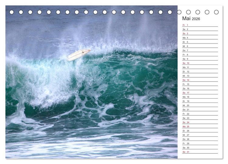 Produktbild: Surfen - Spa&szlig; auf den Wellen (Tischkalender 2026 DIN A5 quer), CALVENDO Monatskalender