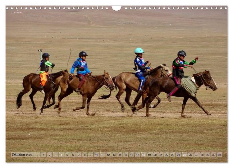 Produktbild: Pferde und Reiter der Mongolei (Wandkalender 2026 DIN A3 quer), CALVENDO Monatskalender