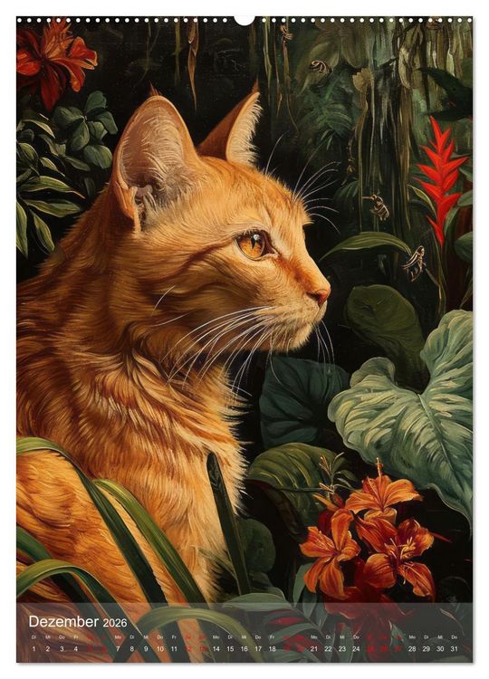 Produktbild: Katzen Kunstillustrationen (Wandkalender 2026 DIN A2 hoch), CALVENDO Monatskalender