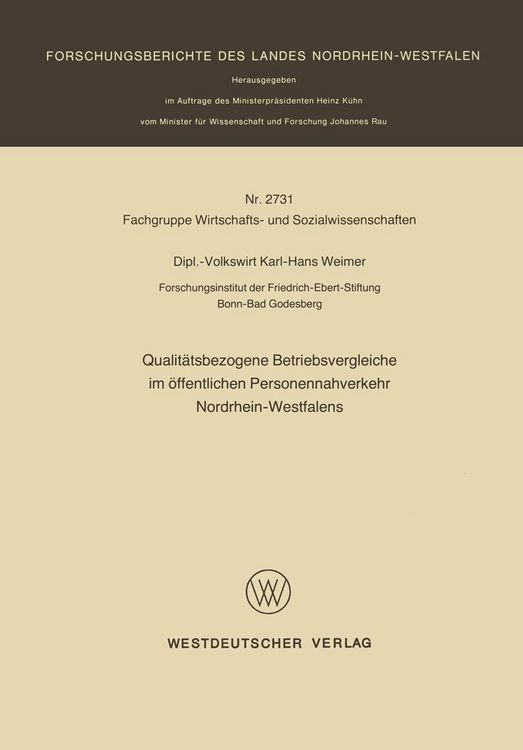Produktbild: Qualit&auml;tsbezogene Betriebsvergleiche im &ouml;ffentlichen Personennahverkehr Nordrhein-Westfalens