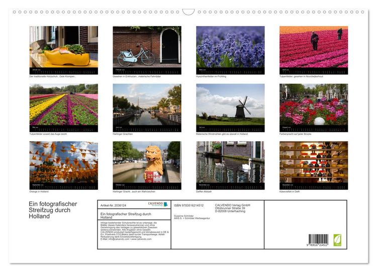 Produktbild: Ein fotografischer Streifzug durch Holland (Wandkalender 2026 DIN A2 quer), CALVENDO Monatskalender