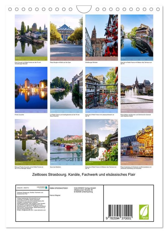 Produktbild: Zeitloses Strasbourg. Kan&auml;le, Fachwerk und els&auml;ssisches Flair (Wandkalender 2027 DIN A4 hoch), CALVENDO Monatskalender