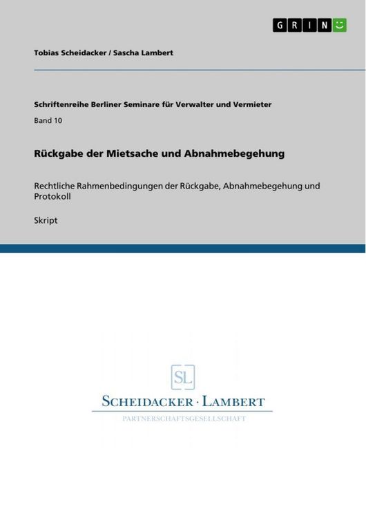 Produktbild: R&uuml;ckgabe der Mietsache und Abnahmebegehung