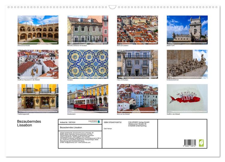 Produktbild: Bezauberndes Lissabon (Wandkalender 2026 DIN A2 quer), CALVENDO Monatskalender