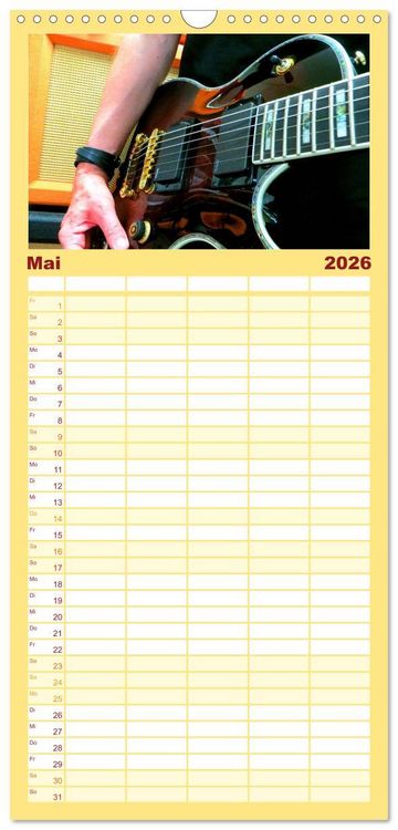 Produktbild: Familienplaner 2026 - Gitarren und Amps - abgerockt mit 5 Spalten (Wandkalender, 21 x 45 cm) CALVENDO