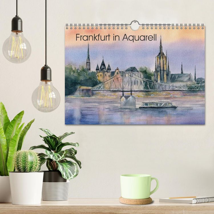 Produktbild: Frankfurt in Aquarell (Wandkalender 2026 DIN A4 quer), CALVENDO Monatskalender