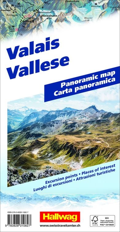 Produktbild: Hallwag Panoramakarte Wallis Panoramakarte