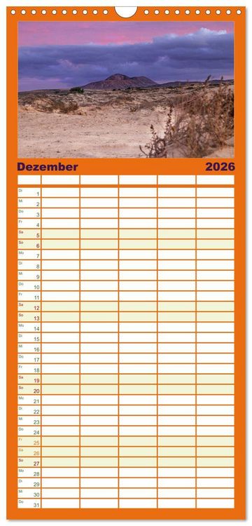 Produktbild: Familienplaner 2026 - Fuerteventura - Reise &uuml;ber die Vulkaninsel mit 5 Spalten (Wandkalender, 21 x 45 cm) CALVENDO